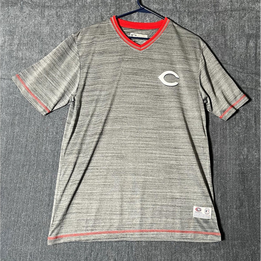 Genuine Merchandise Cincinnati Reds Shirt Mens M Gray V-Neck MLB True Fan